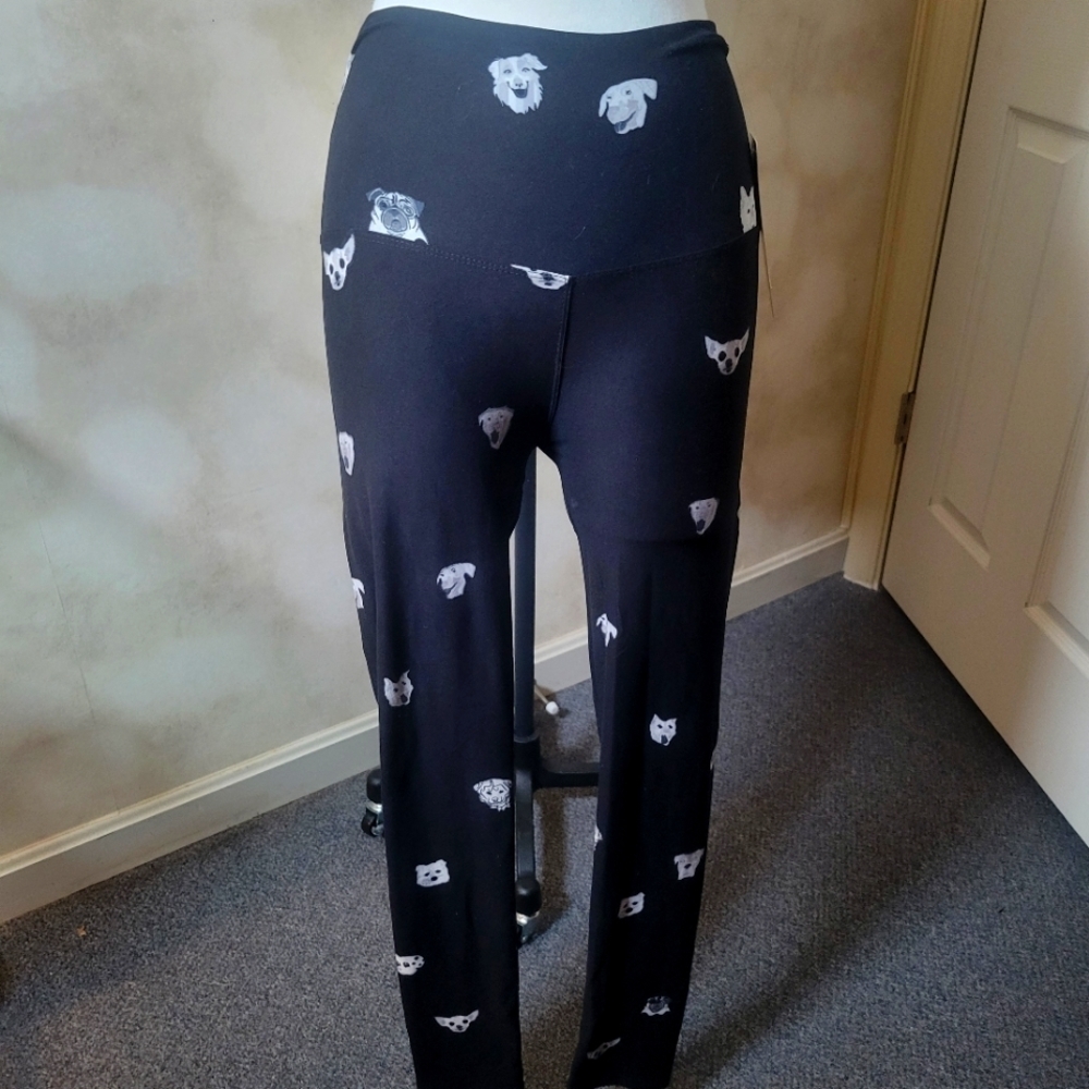 3pk Comfy Leggings Black/ White Doggie Print